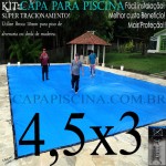 Capa para Piscina de Proteção e Cobertura Super Lona 4,5 x 3m PP/PE Azul/Cinza com +42m+42p+1b 