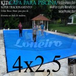Capa para Piscina para Proteção Cobertura Lona 4 x 2,5m PP/PE Azul/Cinza com +38m+38p+1b